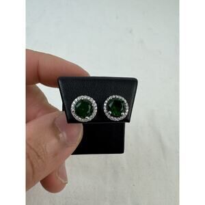 Stud Earrings with Green Gems